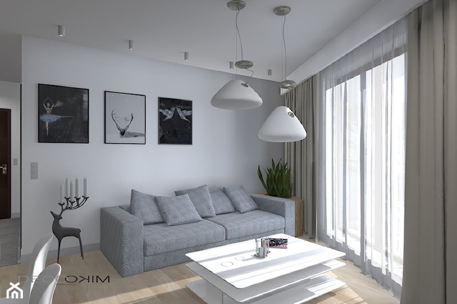 Wnętrze apartamentu z widokiem na Wisłę o powierzchni 60,40 m² - Salon, styl nowoczesny - zdjęcie od Deco Miko