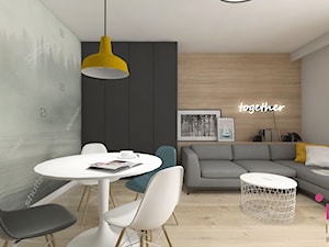 mieszkanie.Mikołajki 1 - Mały szary salon z jadalnią, styl nowoczesny - zdjęcie od ip-design