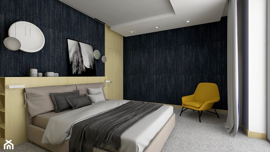 dom.Toruń - Średnia czarna szara sypialnia, styl nowoczesny - zdjęcie od ip-design