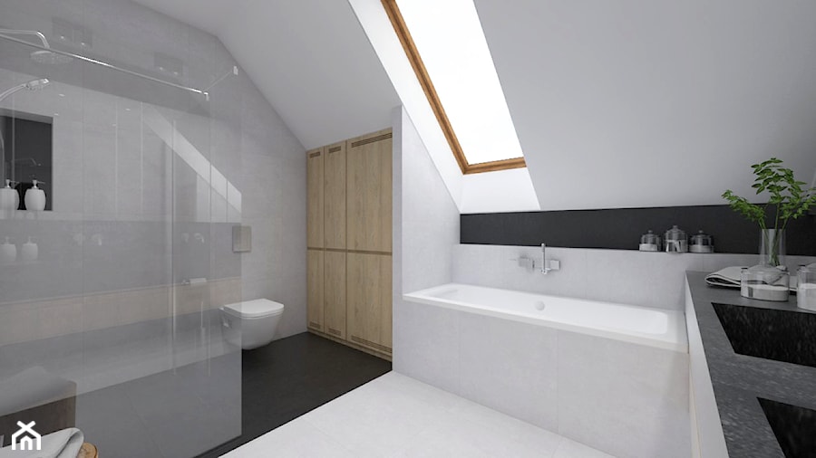 dom.Reda - Średnia na poddaszu łazienka z oknem, styl nowoczesny - zdjęcie od ip-design