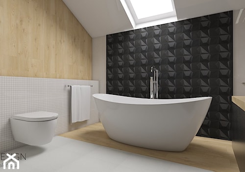 łazienka Banino - Średnia na poddaszu łazienka z oknem, styl nowoczesny - zdjęcie od ip-design