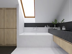 dom.Reda - Mała na poddaszu z lustrem łazienka z oknem, styl nowoczesny - zdjęcie od ip-design