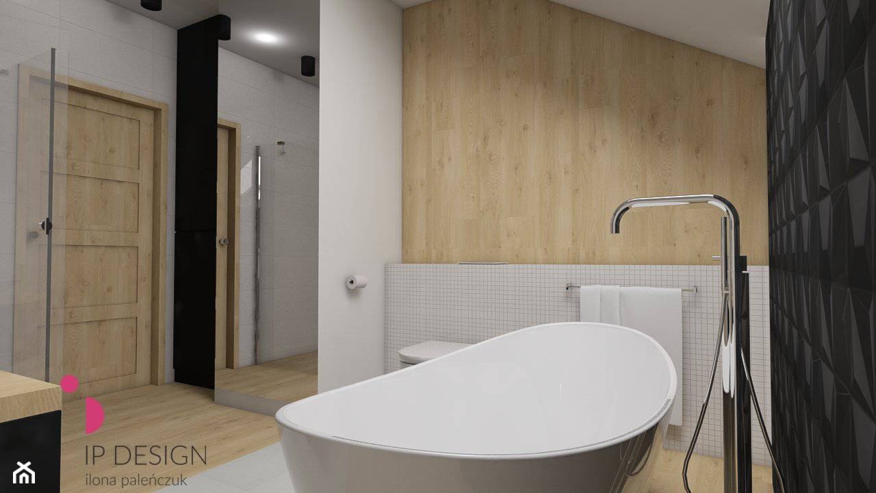 łazienka Banino - Średnia na poddaszu bez okna z punktowym oświetleniem łazienka, styl nowoczesny - zdjęcie od ip-design - Homebook