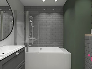 mieszkanie.Mikołajki 2 - Mała bez okna ze szkłem na ścianie z punktowym oświetleniem łazienka, styl nowoczesny - zdjęcie od ip-design