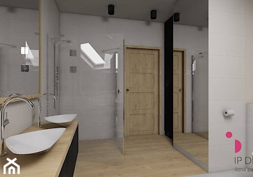 łazienka Banino - Średnia na poddaszu bez okna łazienka, styl nowoczesny - zdjęcie od ip-design