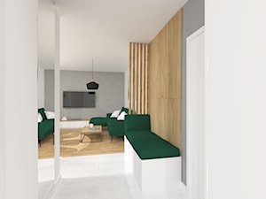 Projekt mieszkania 70m2 - Mały biały szary hol / przedpokój, styl nowoczesny - zdjęcie od Skrzypczynski_pracownia