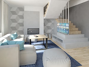 Projekt domu 150m2 - Średni biały szary salon, styl nowoczesny - zdjęcie od Skrzypczynski_pracownia