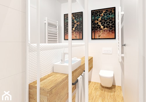 projekt mieszkania 75m2 - Średnia bez okna z lustrem z punktowym oświetleniem łazienka, styl nowoczesny - zdjęcie od Skrzypczynski_pracownia