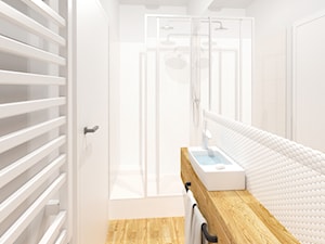 projekt mieszkania 75m2 - Mała bez okna z lustrem z punktowym oświetleniem łazienka, styl nowoczesny - zdjęcie od Skrzypczynski_pracownia