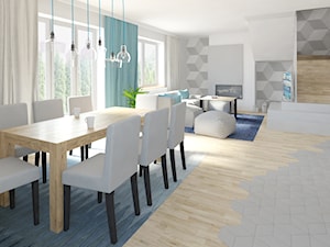 Projekt domu 150m2 - Średnia biała szara jadalnia w salonie, styl nowoczesny - zdjęcie od Skrzypczynski_pracownia