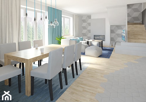 Projekt domu 150m2 - Średnia biała szara jadalnia w salonie, styl nowoczesny - zdjęcie od Skrzypczynski_pracownia