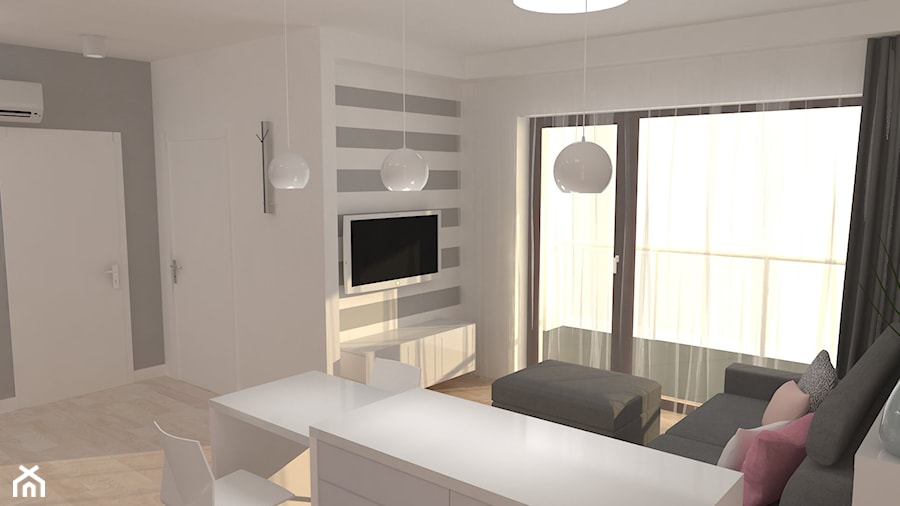 Wizualizacje- Mieszkanie na Mokotowie (przed realizacją) - Salon, styl minimalistyczny - zdjęcie od archist