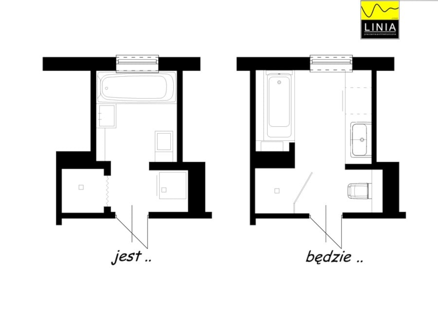 Wnętrze łazienki - 8,5 m 2 . - Łazienka, styl nowoczesny - zdjęcie od _LINIA _pracownia_architektoniczna_