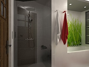 Wnętrze łazienki - 8,5 m 2 . - Średnia z punktowym oświetleniem łazienka, styl nowoczesny - zdjęcie od _LINIA _pracownia_architektoniczna_