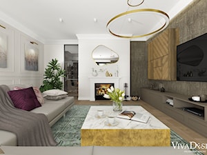 dom w stylu klasycznym - Duży biały brązowy salon, styl tradycyjny - zdjęcie od Viva Design Rzeszów
