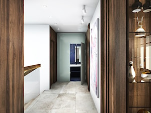 Dom w Norwegii 230 m2 - Duży biały szary hol / przedpokój - zdjęcie od Viva Design Rzeszów