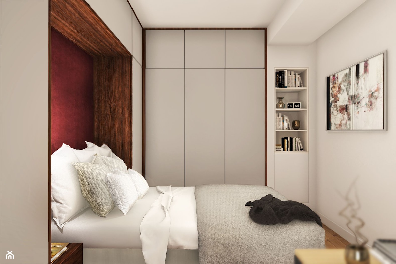 Mieszkanie dla singla - Średnia biała szara sypialnia, styl nowoczesny - zdjęcie od Viva Design Rzeszów - Homebook