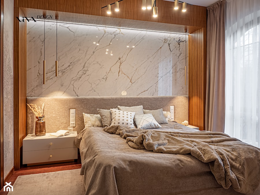 Przytulna sypialnia w beżowych odcieniach - zdjęcie od Viva Design Rzeszów
