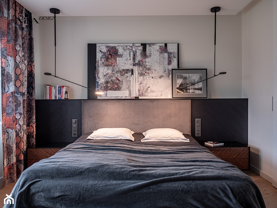 Przytulna sypialnia w ciemnych odcieniach - zdjęcie od Viva Design Rzeszów