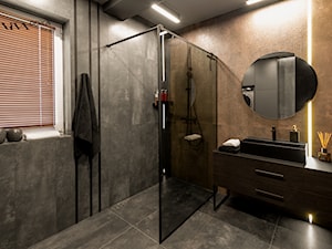 Subtelne oświetlenie we wnętrzu ciemnej toalety - zdjęcie od Viva Design Rzeszów