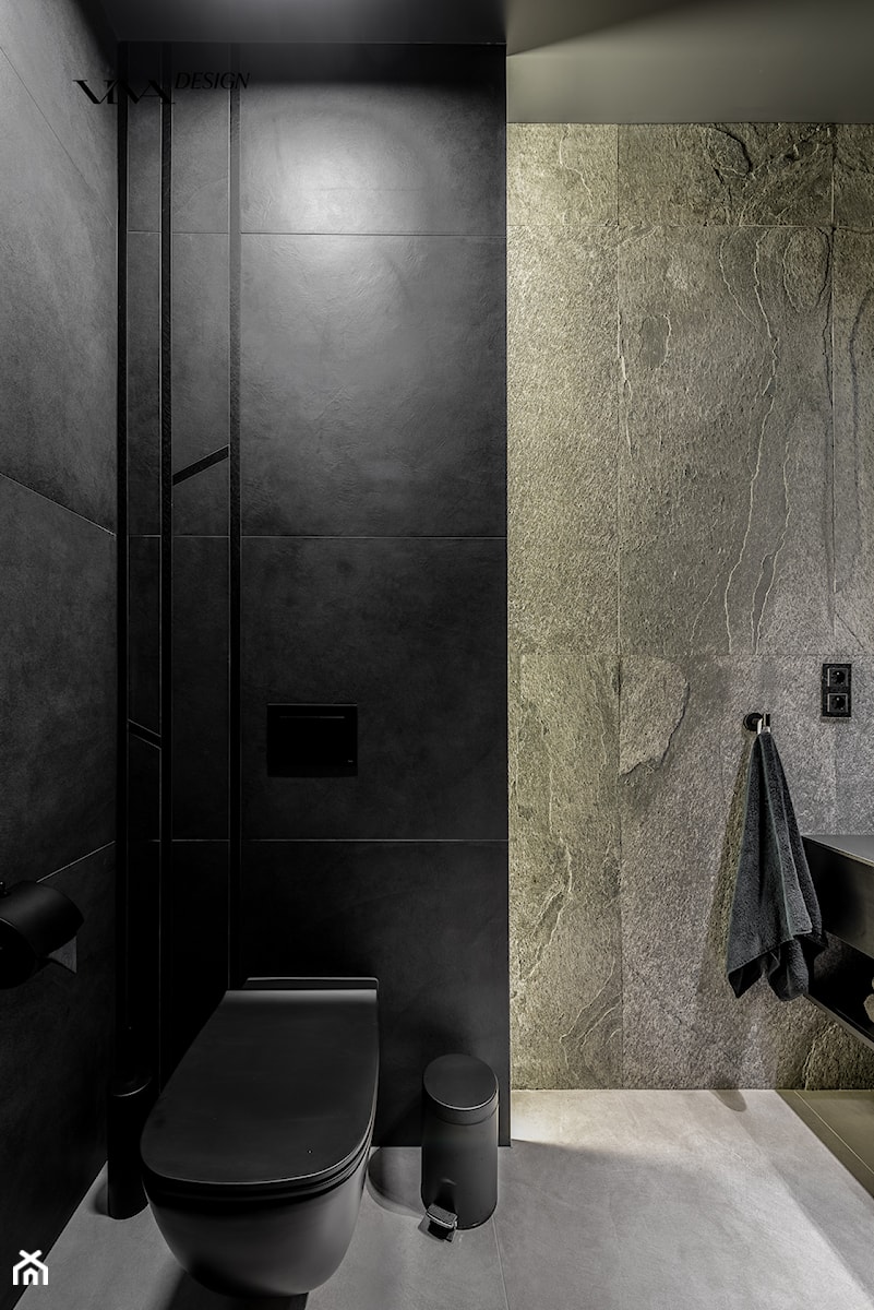 Minimalistyczna łazienka w ciemnych odcieniach - zdjęcie od Viva Design Rzeszów
