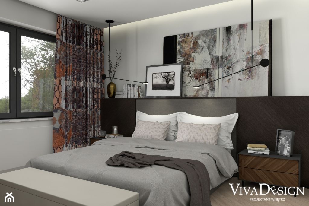 Sypialnia z barwnymi tkaninami - zdjęcie od Viva Design Rzeszów - Homebook