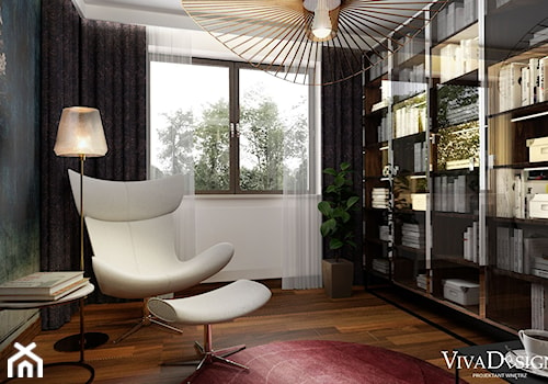 Dom w kolorach jesieni - Średnie w osobnym pomieszczeniu białe szare biuro, styl nowoczesny - zdjęcie od Viva Design Rzeszów