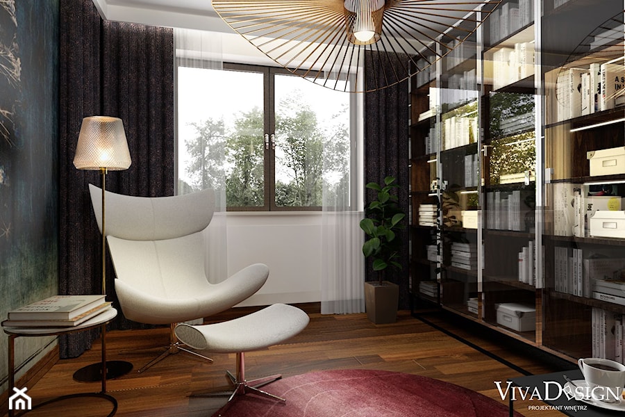 Dom w kolorach jesieni - Średnie w osobnym pomieszczeniu białe szare biuro, styl nowoczesny - zdjęcie od Viva Design Rzeszów