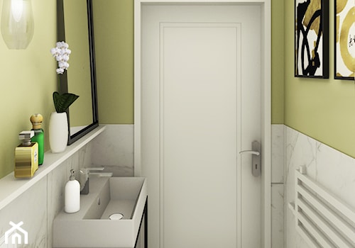 Szeregówka w Rzeszowie 120 m2 - Mała bez okna z marmurową podłogą z punktowym oświetleniem łazienka - zdjęcie od Viva Design Rzeszów