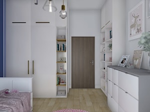 Apartament na Dzielnicy Parkowej w Rzeszowie - Średni biały niebieski pokój dziecka dla nastolatka dla dziewczynki - zdjęcie od Viva Design Rzeszów