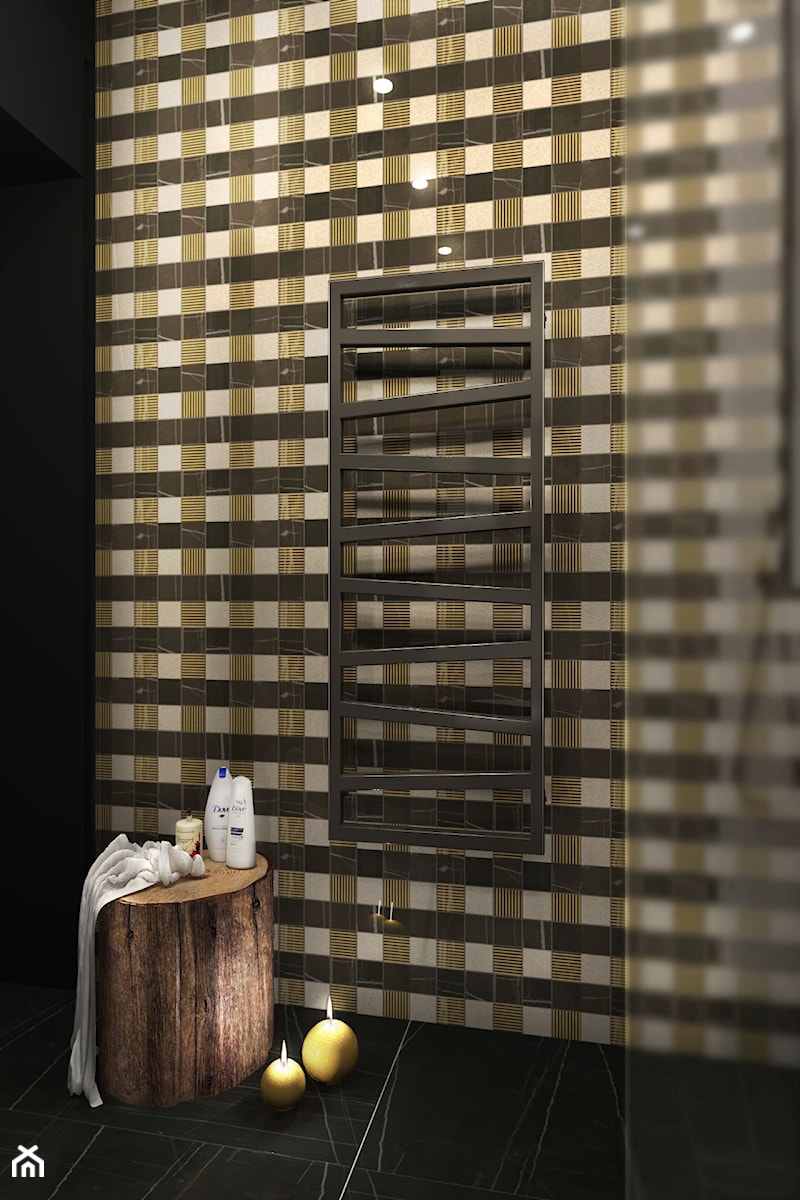 Mieszkanie dla singla - Mała bez okna z marmurową podłogą z punktowym oświetleniem łazienka, styl nowoczesny - zdjęcie od Viva Design Rzeszów