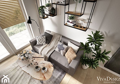 Loftowe mieszkanie w Krakowie - Mały biały salon, styl rustykalny - zdjęcie od Viva Design Rzeszów