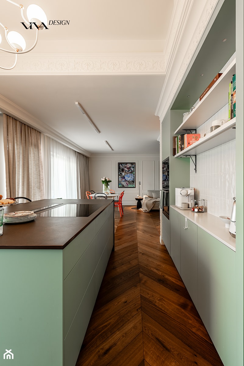 Minimalistyczna kuchnia połączona z salonem - zdjęcie od Viva Design Rzeszów