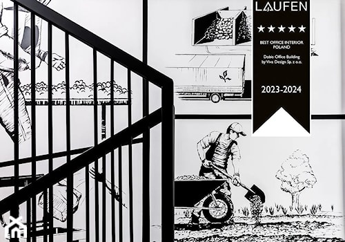 Klatka schodowa z biało-czarnym muralem - zdjęcie od Viva Design Rzeszów
