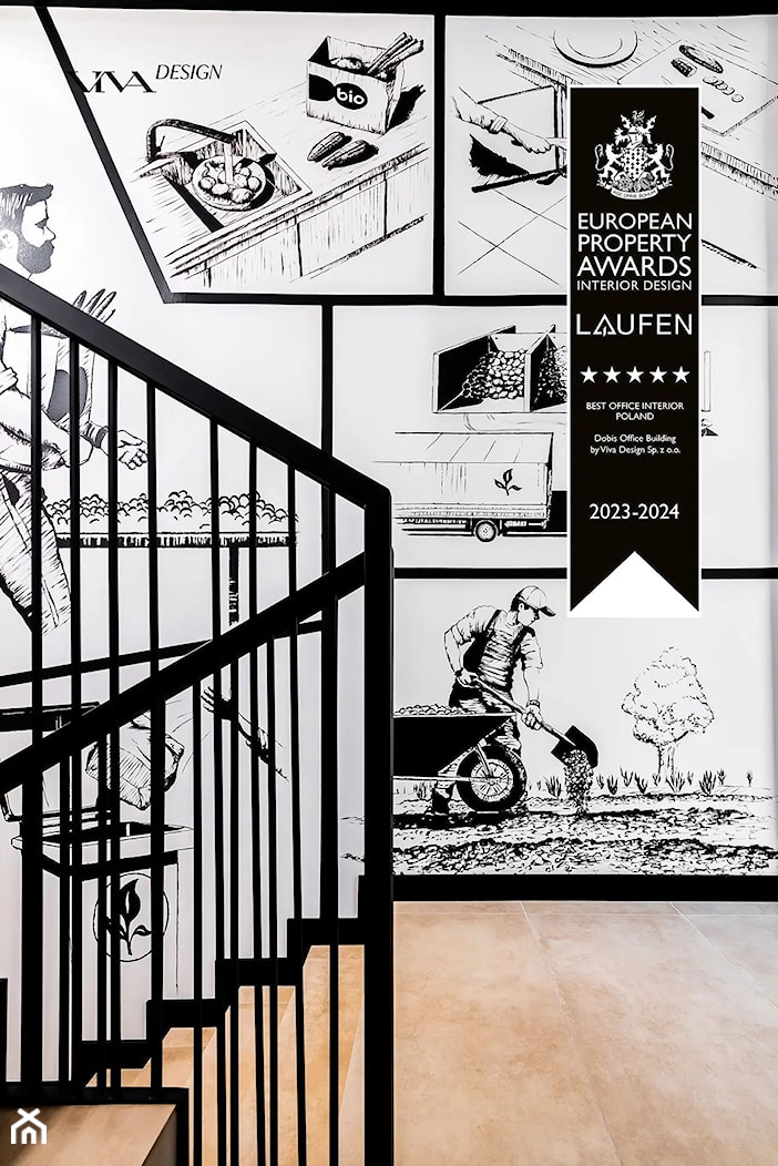 Klatka schodowa z biało-czarnym muralem - zdjęcie od Viva Design Rzeszów - Homebook