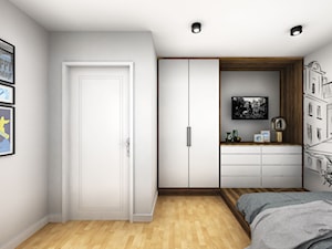 Szeregówka w Rzeszowie 120 m2 - Średnia szara sypialnia - zdjęcie od Viva Design Rzeszów