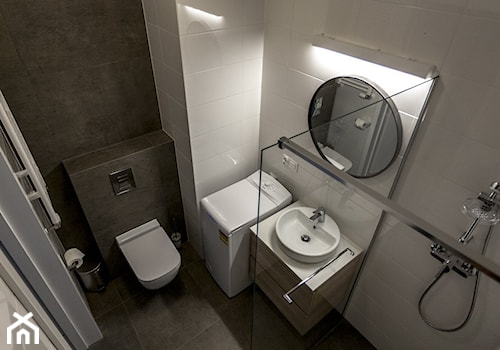 Jaglana V | Gdańsk - Mała bez okna z pralką / suszarką łazienka, styl minimalistyczny - zdjęcie od Pracownia ARD