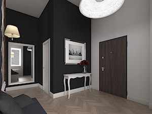 Wnętrze loftowe w Łodzi - Średni biały czarny hol / przedpokój, styl industrialny - zdjęcie od Tu architekci
