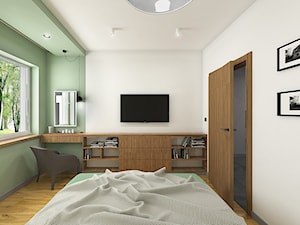Wnętrze mieszkania na Teofilowie - Średnia biała zielona sypialnia, styl skandynawski - zdjęcie od Tu architekci