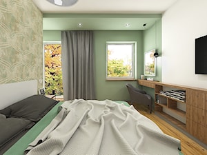 Wnętrze mieszkania na Teofilowie - Średnia biała zielona sypialnia, styl skandynawski - zdjęcie od Tu architekci