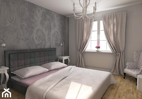 romantyczna sypialnia - Średnia szara sypialnia, styl glamour - zdjęcie od NHDESIGN