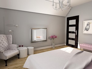 romantyczna sypialnia - Duża szara sypialnia na poddaszu, styl nowoczesny - zdjęcie od NHDESIGN