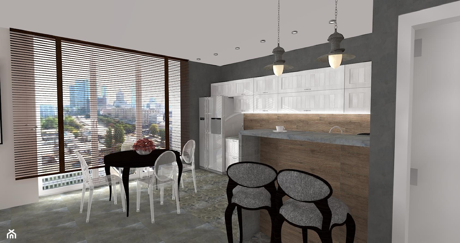 OAZA SPOKOJU - Duża otwarta z salonem kuchnia jednorzędowa z oknem, styl tradycyjny - zdjęcie od NHDESIGN - Homebook