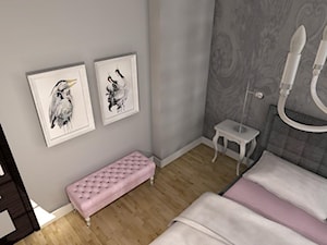 romantyczna sypialnia - Średnia biała szara sypialnia, styl glamour - zdjęcie od NHDESIGN