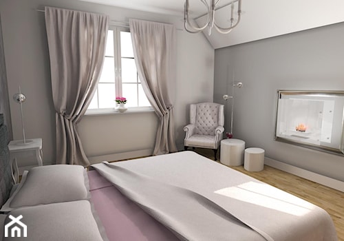 romantyczna sypialnia - Duża biała szara sypialnia, styl nowoczesny - zdjęcie od NHDESIGN
