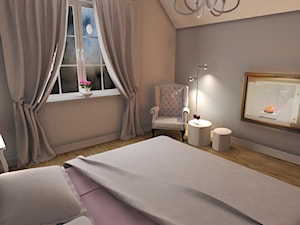 romantyczna sypialnia - Średnia szara sypialnia na poddaszu, styl nowoczesny - zdjęcie od NHDESIGN