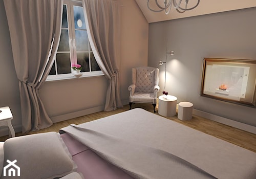 romantyczna sypialnia - Średnia szara sypialnia na poddaszu, styl nowoczesny - zdjęcie od NHDESIGN