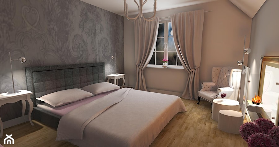 romantyczna sypialnia - Średnia szara sypialnia, styl nowoczesny - zdjęcie od NHDESIGN