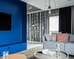 Dom w Chorzowie D94 - Średni niebieski szary salon, styl nowoczesny - zdjęcie od WIDAWSCY STUDIO ARCHITEKTURY - Homebook