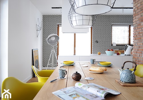 D47 DOM W MYSŁOWICACH - Średnia biała jadalnia w kuchni, styl nowoczesny - zdjęcie od WIDAWSCY STUDIO ARCHITEKTURY